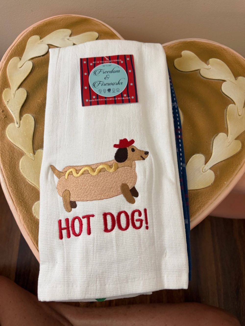 Set of 2 Freedom & Fireworks 4th of July Dachshund Hot Dog Dish Towels